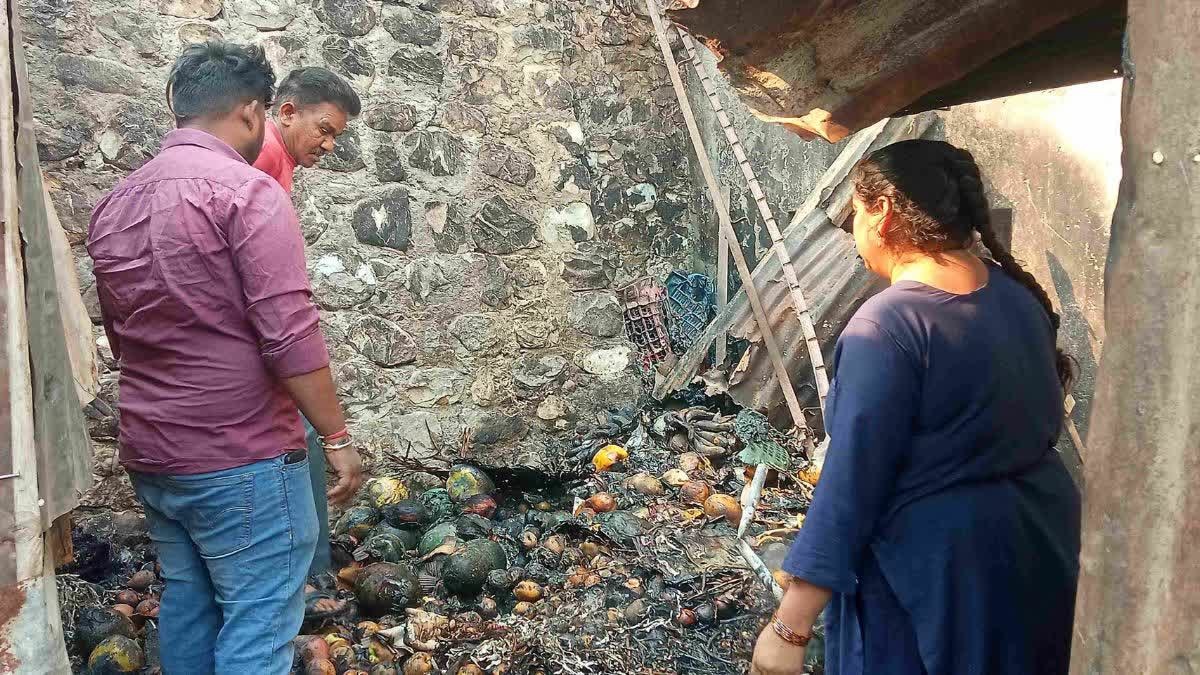 फलों के गोदाम में लगी भीषण आग, लाखों का नुकसान